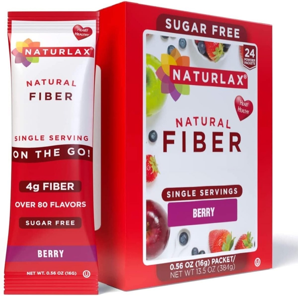 Psillium libre de azúcar Powder de fibra de cáscara (Berry - 24 Packets)