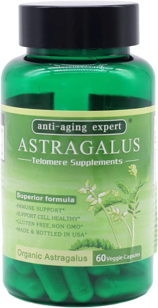 Astragalus Root Extracto orgánico 650mg, Schisandra Berries, Ligustrum Berry, 80% American Ginseng, Immune System Antioxidants Supports, Healthy Aging, Made in USA