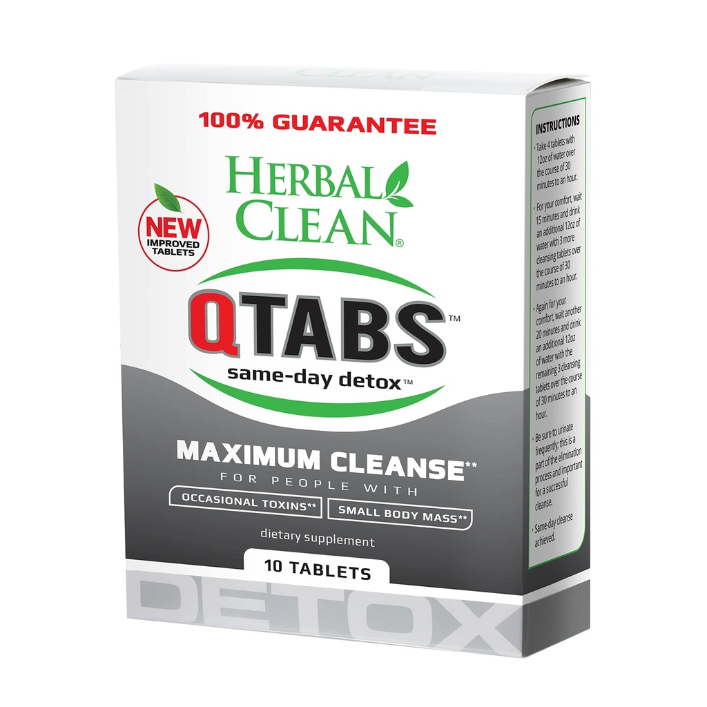 Herbal Clean - QTabs Detox del mismo día, portátil y discreto, 10 Tablets
