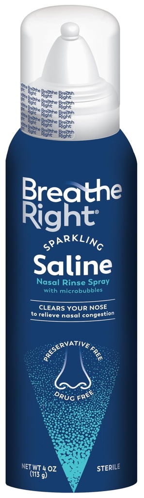 Respirar la derecha Sparkling Saline Nasal Rinse Spray – Effervescent, Drug-Free Relief from Stuffy Nose Debido a la frío o la alergia – Una sensación de chispeante sólo las burbujas pueden traer – 1 Can, 4.0 oz