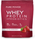 Dr. Mercola Pure Power Whey Protein + Probióticos - Asistencias Muscle Recovery & Digestive Health - Pasture-Raised Whey - MCTs & Fiber - Vainilla - 31 oz (22 Servings) - Strawberry