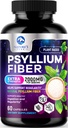 Psyllium Husk Suplemento de fibra 1500mg - Prebiótico vegano, fibra soluble para la salud digestiva diaria y soporte de regularidad, cápsulas de polvo de platillo natural, libre de azúcar, libre de gluten - 60 cápsulas