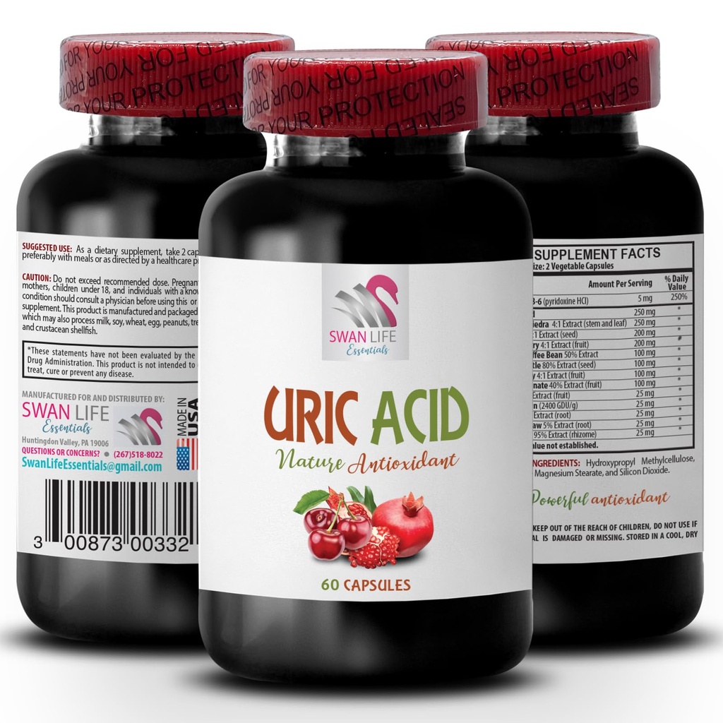 alimentos para reducir el ácido úrico - URIC ACID - cómo bajar el ácido úrico, cómo reducir el ácido úrico, extracto de granada, jugo de cereza de tarta, cápsulas de cereza de tarta, extracto de cereza, alimentos ácido úrico 1Bot 60Caps