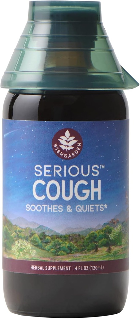 WishGarden Herbs Serio Cough Soothing & Quieting - Fast-Acting Herbal Cough Suppressant for Adults, Dry Cough Relief and Cough Expectorant, Soothes Throat Irritation and Chest Decongestant, 4oz