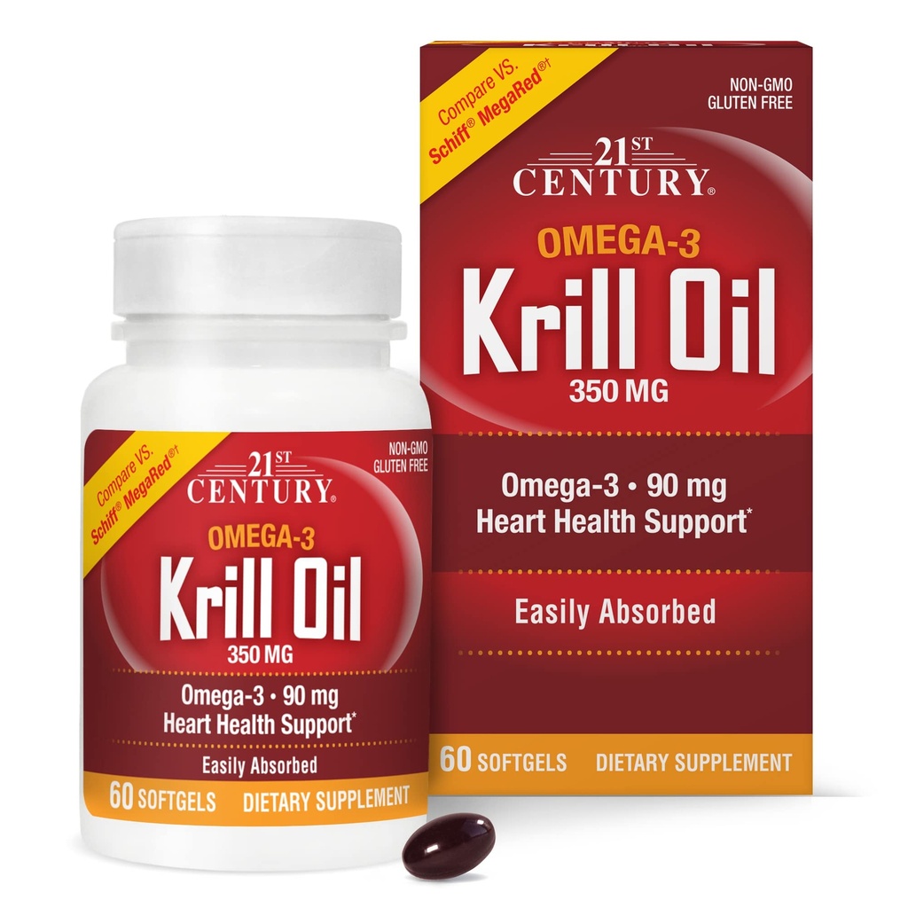 21th Century Krill Oil 300 mg Softgels, 60 cuenta