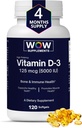 WOW Supplements Vitamin D3 5000 IU Softgels, 125 mcg - Vitamin D3 5000IU Supplement for Strong Bones and Immune Support - Non-GMO, Gluten Free Vitamin D 5000 IU - VIT D3 5000 IU Softgels - 120 Count