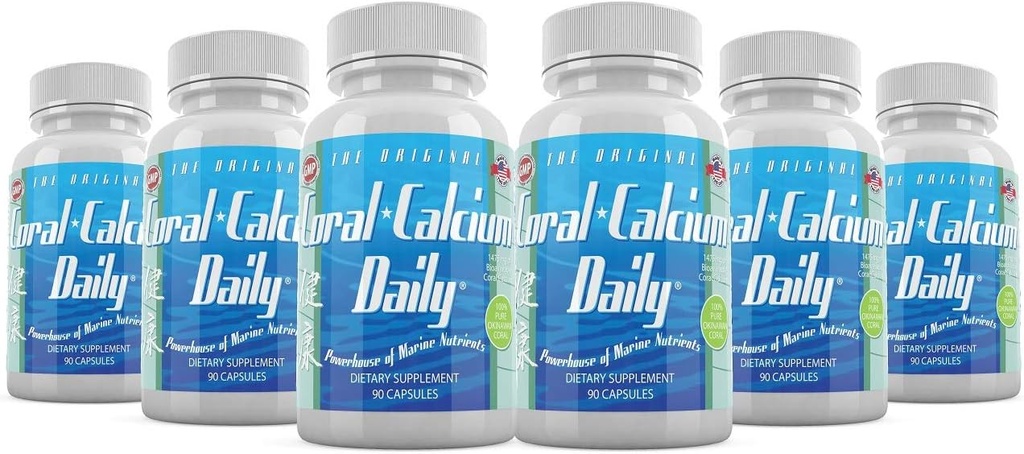 Salud diaria - Puro Okinawa Coral Calcio - Suplemento de grado marino con 72 minerales de rastro - 1475 mg, 540 cápsulas vegetales (6 mes de suministro)