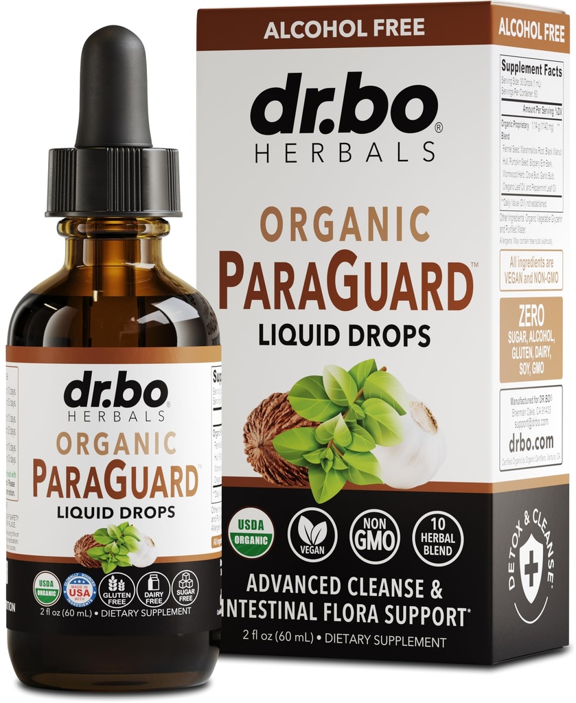 ParaGuard Cleanse Liquid Organic Detox - Organic Intestinal Guard Formula Supplement for Humans with Black Walnut Wormwood Clove " Oregano Tintura - Natural Herbal Intestine Body Gut Cleanser 2 oz