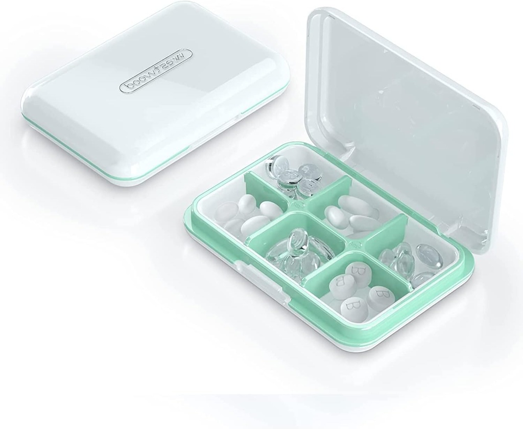 Organizador diario de píldoras, caja de píldoras para el púrpura - Caso de pila de Dtouayz, suplemento de vitaminas y dispensador de medicamentos resistente al agua 6 mantenedor de medicina del compartimiento, recipiente semanal de gran tamaño