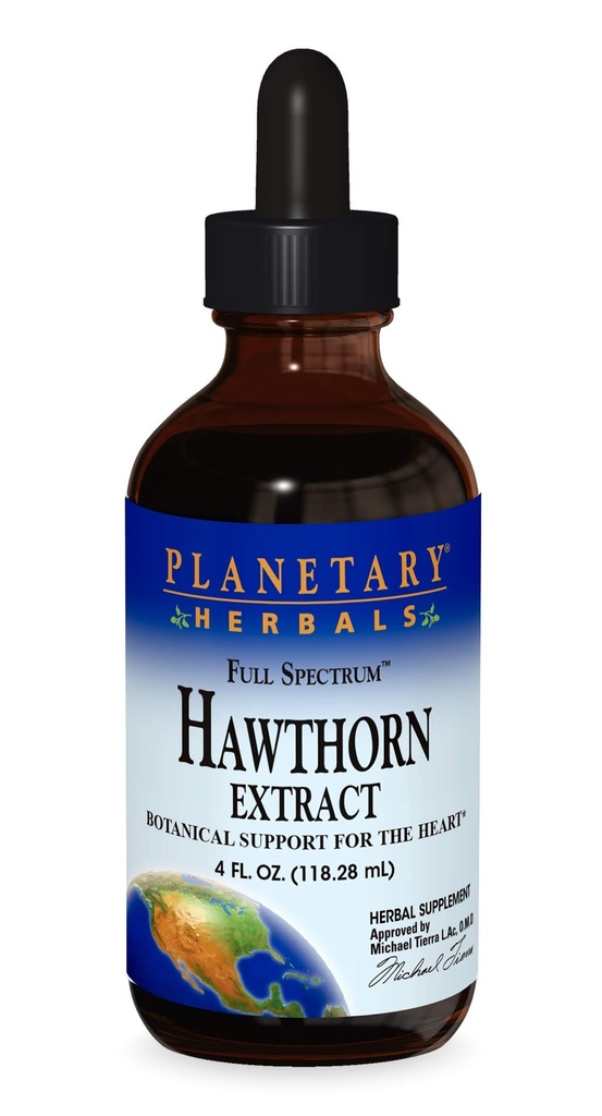 Herbals planetarios Full Spectrum Hawthorn Liquid Extract Suplemento, 4 Fluid Ounce