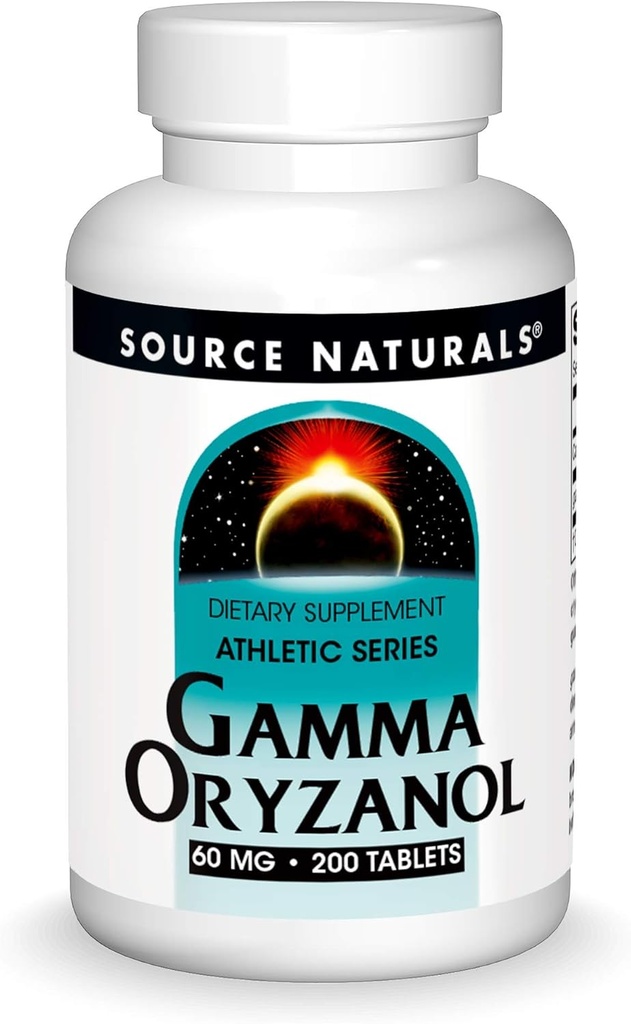 Source Naturals Gamma Oryzanol, Athletic Series Dietary Supplement Suitable for Vegetarians, 60 MG - 200 Tablets
