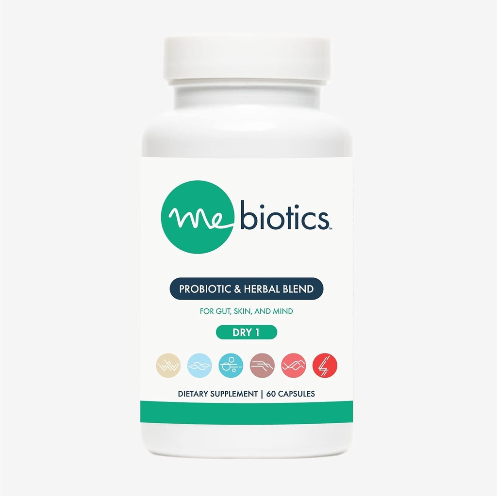 Microbiome Labs Mebiotics Probiotic & Herbal Supplement Dry 1 - Lactobacillus Rhamnosus + Lemon Balm for Skin + Gut Health - Oral Probiotics to Support Gut, Mind, & Skin (60 Capsules)