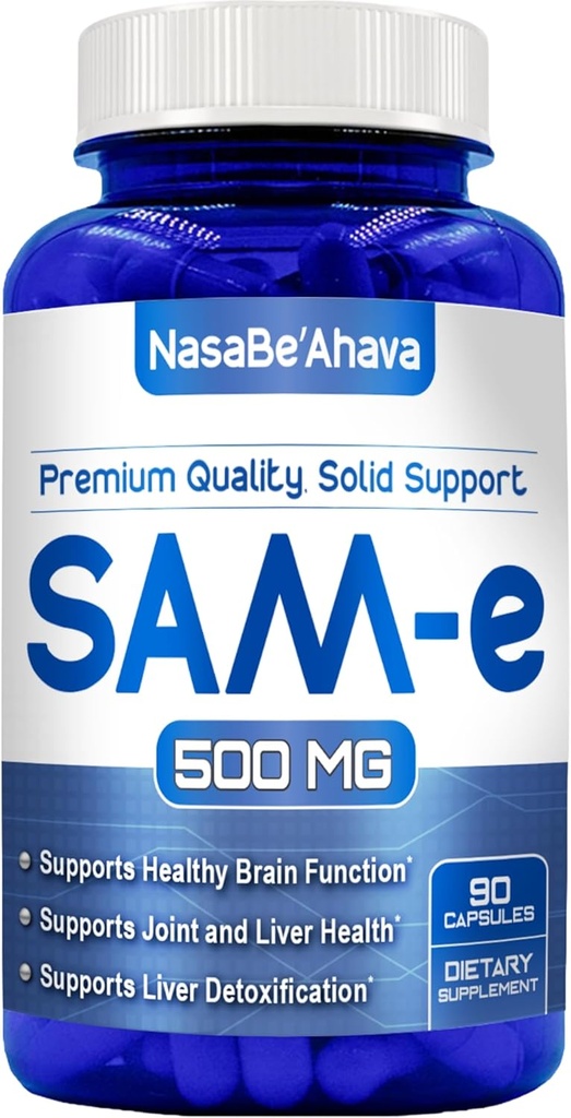 SAM-E Suplemento 500mg TENIDO Easy Absorption S-Adenosyl-L-Methionine SAM-e 500mg for Bone and Mood Support Suplemento TENIDO EN LOS EE.UU. Non-GMO y Gluten Free (90 Day Supply)