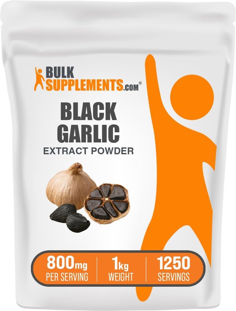 BulkSupplements.com Black Garlic Extract Powder - Aged Garlic Extract, Herbal Supplement - Vegan & Gluten Free, 800mg per Serving, 1kg (2.2 lbs) (Pack of 1)