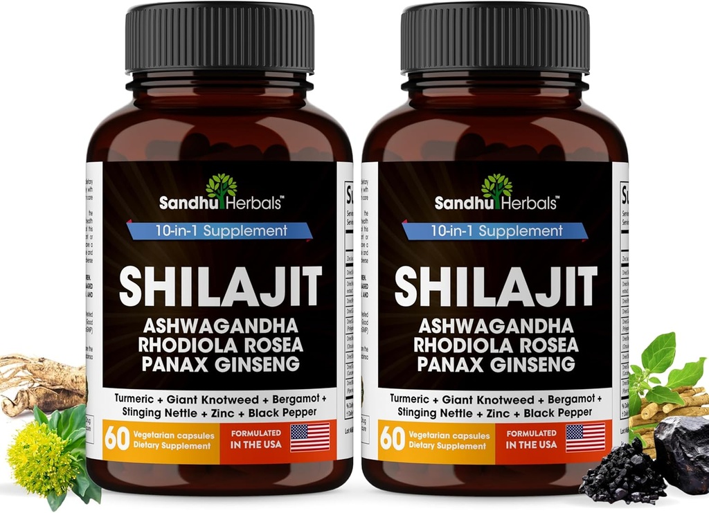 Shilajit Pure Himalayan for Men & Women | 120 Capsules with Ashwagandha | High Potency and Energy Supplement | Better Absorption than Gummies | For Extra Power and Stamina | Combo with Sea Moss