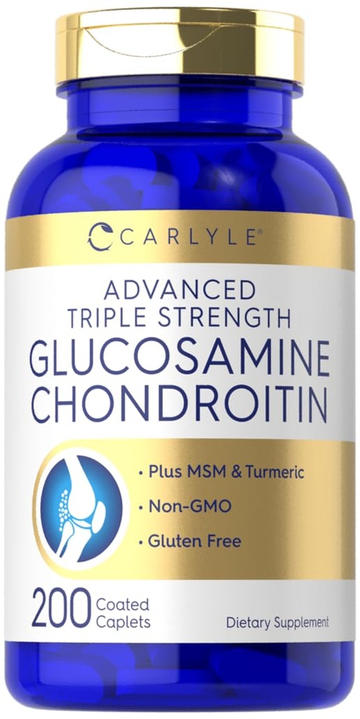 Carlyle Glucosamine Chondroitin MSM Turmeric TEN 4050 mg TEN 200 Conde Silencio Avanzado Triple Strength Suplemento Silencio No GMO &amp; Gluten Free