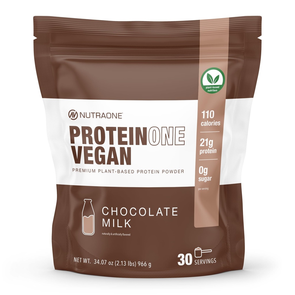 NutraOne ProteinOne Vegan Plant-Based Powder Vegan Protein Powder, Dairy-Free, Pea and Rice Protein (Chocolate Milk)