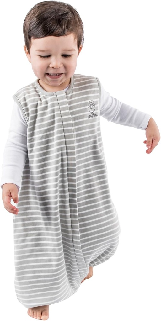 Woolino 4 Season Baby Sleep Bag con pies, Merino Wool y Organic Cotton Walker Sleep Bag Sack, Toddler Sleeping Bag, 18-36m, Gray