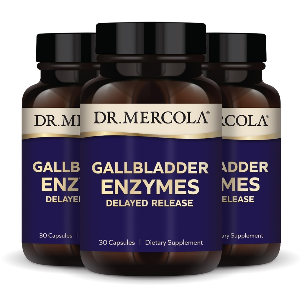 Dr. Mercola Gallbladder Enzymes - Gallbladder & Digestive Health Support - Includes Pancreatic Protease, Amylase & Lipase - Non-GMO, Gluten-Free & Soy-Free - 90 Delayed Release Capsules (90 Servings)