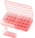 Organizador mensual de píldoras 1 veces al día, 30 días caja de píldoras, un mes caso de píldoras una vez al día,31 días de pastillas de medicina organizador para vitamina,Pink
