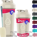 2 PACK, 28 oz &amp; 20 oz Shaker Bottles with Powerful Wire Whisks for Protein Mixes ¦ Leakproof Blender Shaker Bottle Pack ← BPA-Free &amp; Dishwasher Safe ← Shaker Bottle  durable Shaker Cups for shakeer Cups