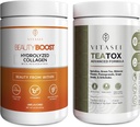 VITASEI Wellness Bundle – Hydrolyzed Collagen Peptides Powder & Teatox Detox & Cleanse Support Powder – Hair, Skin, Nails & Digestion Booster for Women & Men