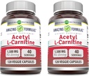 Amazing Formulas Acetyl L-Carnitine 1500 Mg Por Serving Veggie Capsules Suplemento ← No-GMO TENIDO Gluten Free Silencio Hecho en EE.UU.