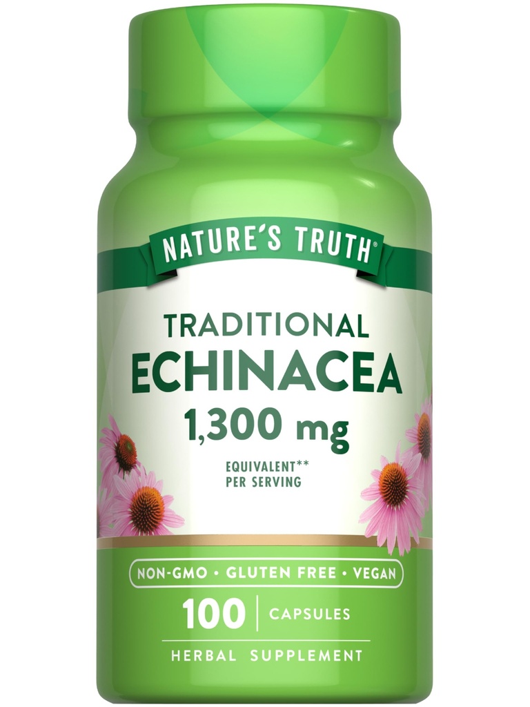 La verdad de la naturaleza Echinacea Extracto Capsules  1300mg ← 100 Conde ← No Gluten Free