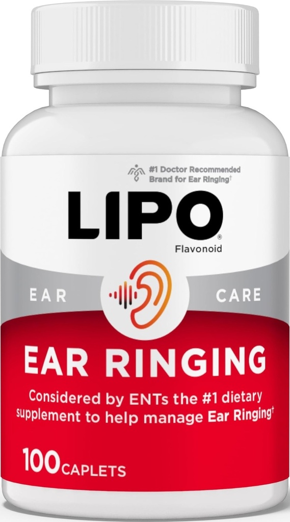 Lipo-Flavonoid Plus Tinnitus Relief - Doctor-Recomendado para Anillos de Anillo - Complejo Bioflavonoide de Limón Clínicamente Proveido con Vitaminas C, B1, B2, B6, B12, &amp; Calcio - 100 Caplets