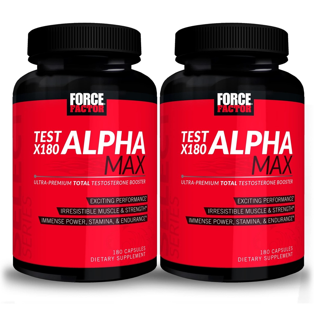 Prueba FACTOR X180 Alpha Max, 2-Pack, testosterona total y óxido nítrico Booster para hombres con semillas fenugreek " Tribulus para aumentar el flujo sanguíneo " Mejorar el rendimiento deportivo masculino, 360 cápsulas
