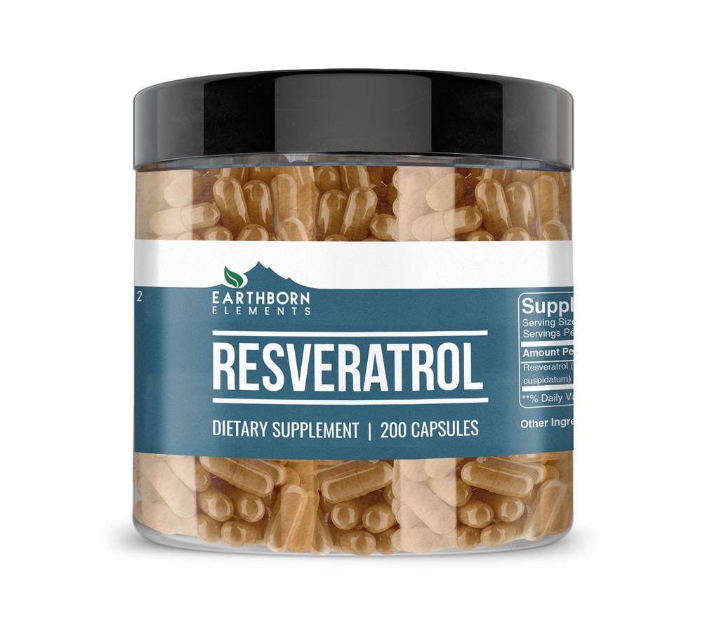 Elementos tercos Resveratrol 200 Capsules, Puro ' Undiluted, No Additives