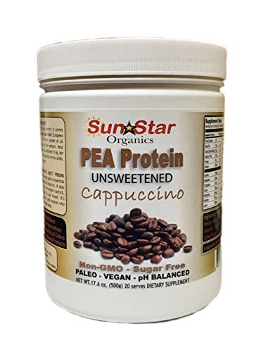 Pea Protein Powder - Unsweetened - Cappuccino con Polvo de Café y Extracto de Vainilla, Soy Gratis, No GMO 17.6 oz
