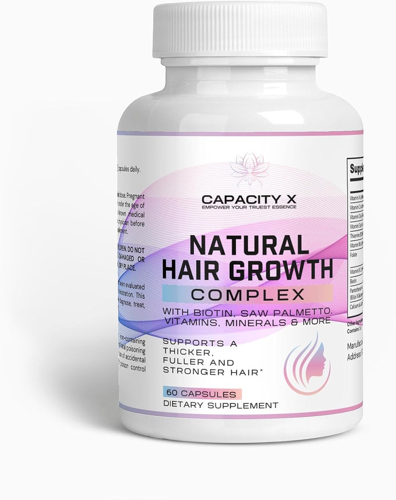 Vitaminas para el cabello del adelgazamiento Mujeres, Complejo de Crecimiento del Cabello, con Biotina, Saw Palmetto, Vitaminas, Minerales &amp; Más, soporta un cabello más grueso, más completo y más fuerte. Ayuda a combatir el adelgazamiento del cabello femenino