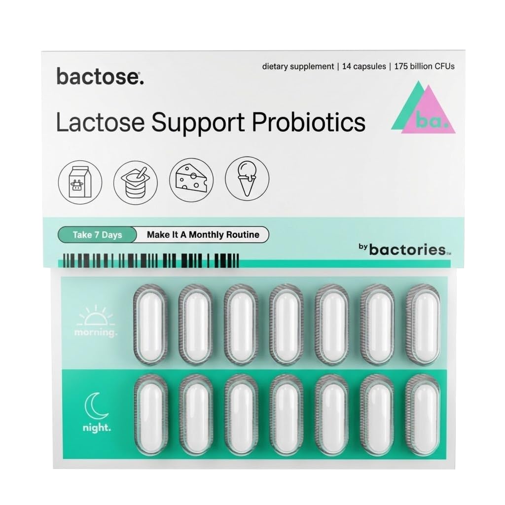 BACTOSE® 7-Day - Lactose Support Probiotics – Designed for Dairy Consumers – 14 Capsules (Repeat Monthly)