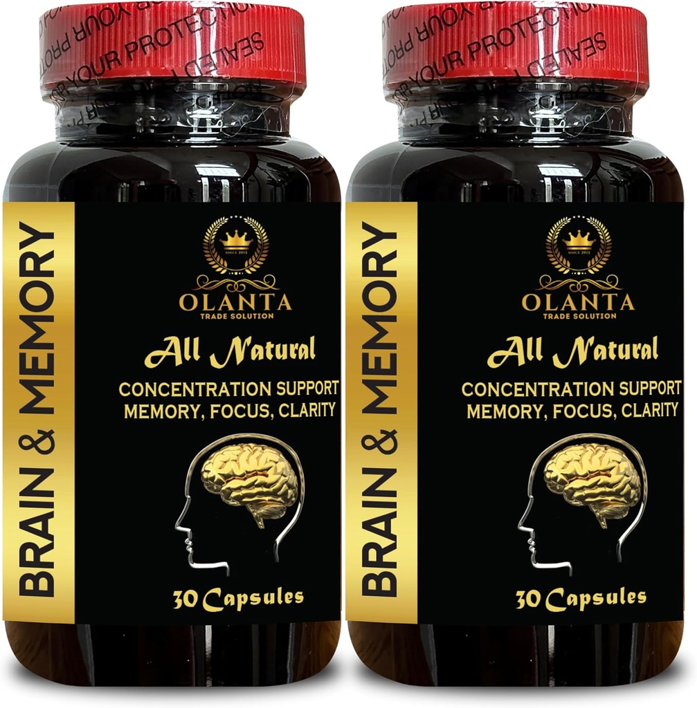 Brain Memory Support - Neuro Enhancement Support, Memory Health Brain Supplement, Cognitive Support, Supports Brain Health, Healthy Mind Brain Booster - 2 Bottles 60 Capsules