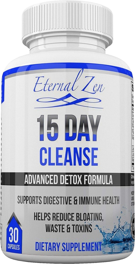 Eterno Zen 15 Días Detox de limpiador de colon con hierbas de fuerza extra, Senna es un laxante natural rápido para el alivio del estreñimiento - Limpieza completa del cuerpo - 30 cápsulas