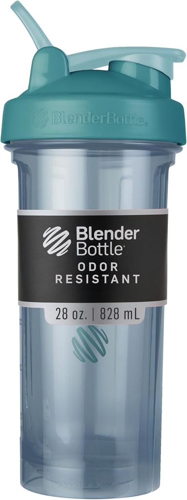 BlenderBottle Shaker Bottle Pro Series Perfecto para Protein Shakes y Pre Workout, 28-Once, Cerulean Blue