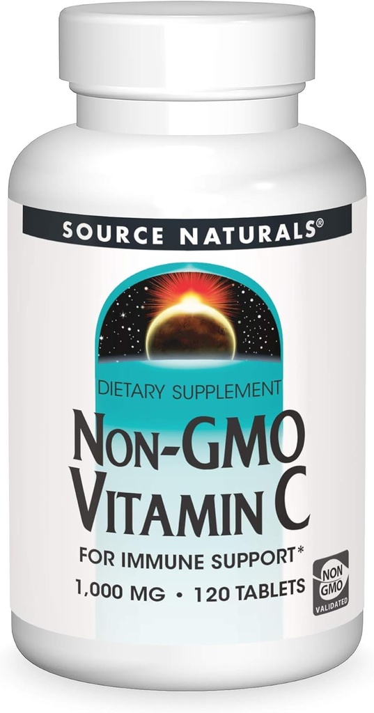 SOURCE NATURALS Non-GMO Vitamin C Tablet, 120 Cuenta