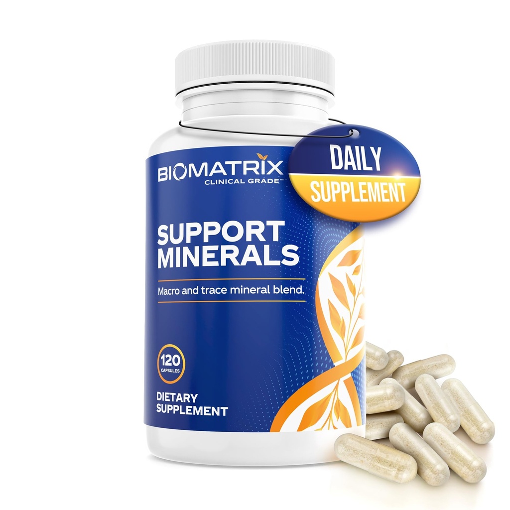 BioMatrix Mineral Supplement for Men and Women, Chelated Minerals | Iron-Free, Calcium, Magnesium, Copper, Zinc, Vitamin D, Iodine | Veggie Caps, 30-Day Supply