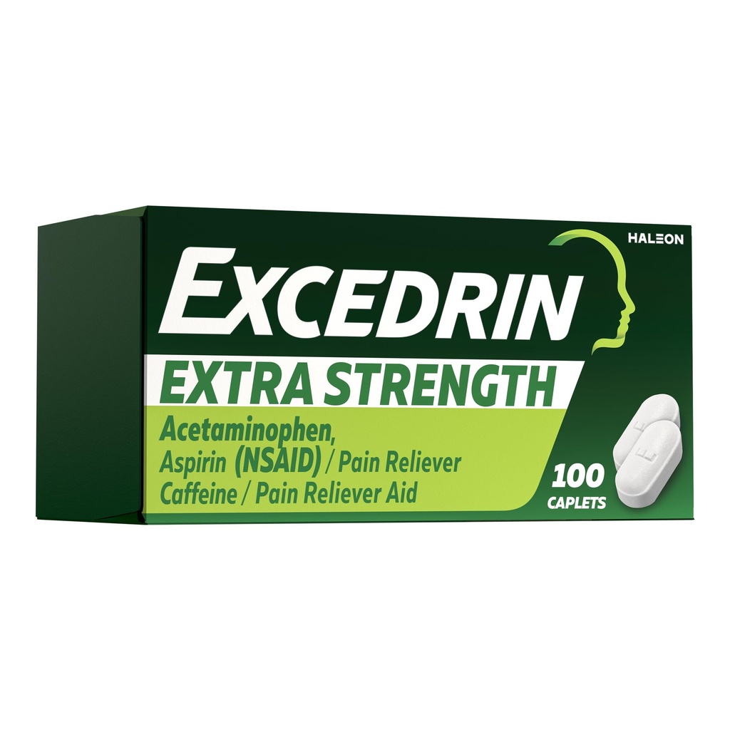 Excedrin Extra Strength Pain Relief Caplets – Headache Relief – 100 Con