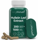 LongLifeNutri Mullein Leaf 1500mg 10:1 Extracto - 200 cápsulas vegetarianas, de pólvora orgánica Mullein, Suplemento herbal para atención respiratoria, suministro de 2 meses, no GMO, certificado GMP, hecho en EE.UU.