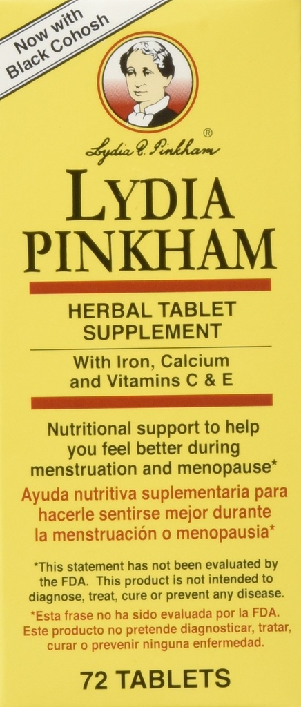 Lydia Pinkham Herbal Suplemento Tablas para Menstruación y Apoyo a la menopausia, 72 Cuenta