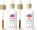 Rainbo Mushroom Bundle, Lion's Mane Mushroom Extract + Chaga Mushroom Tincture, Dual Extract Daily Mushroom Tinctures for Comprehensive Immune Support, Vegan Liquid Mushroom Supplements