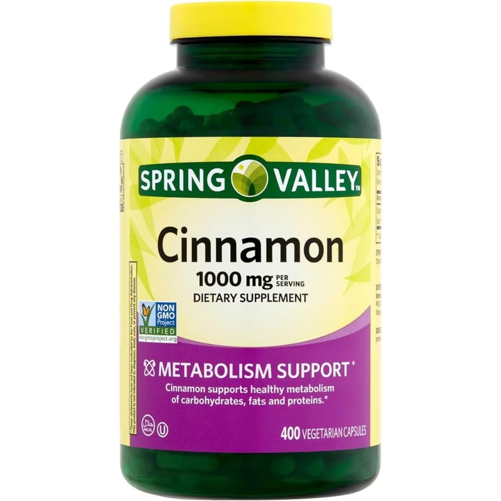 Suplemento dietético del valle de primavera, 1000 mg, 400 cápsulas vegetarianas - Metabolismo Apoyo. Incluye pegatina.