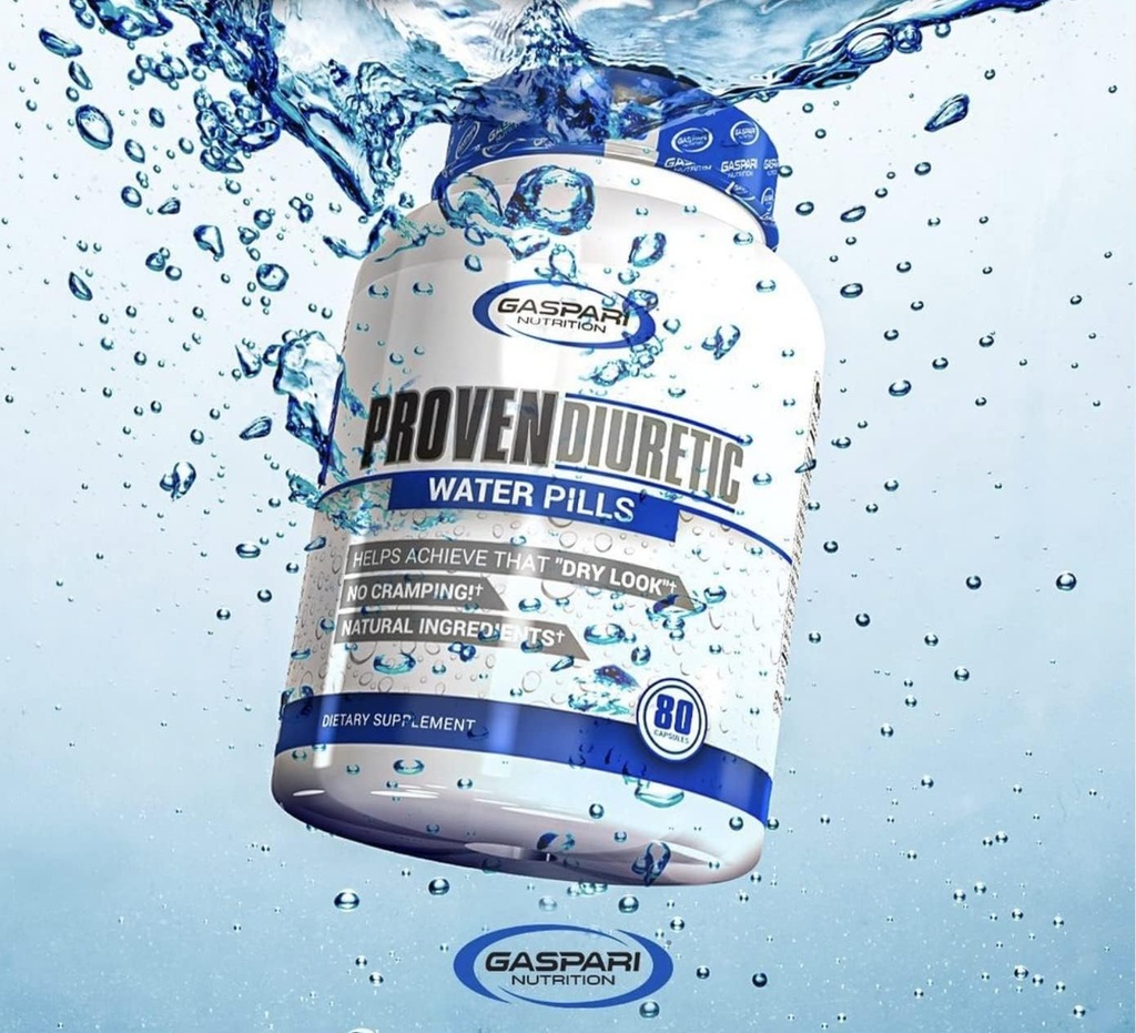Gaspari Nutrition Proven Diuretic, Professional Bodybuilding Supplement, Sheds Water Fast, Gives the Dry Look, Natural Ingredients, No Cramping (80 Capsules)