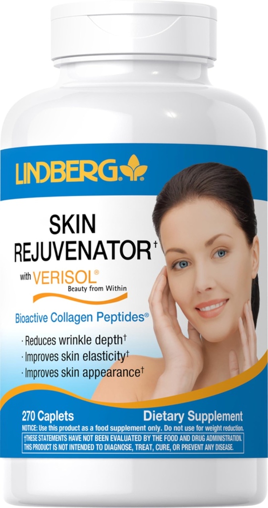 Lindberg Skin Rejuvenator with Verisol | 270 Tablets | with Collagen Peptides | for Hair, Skin, and Nails Supplement