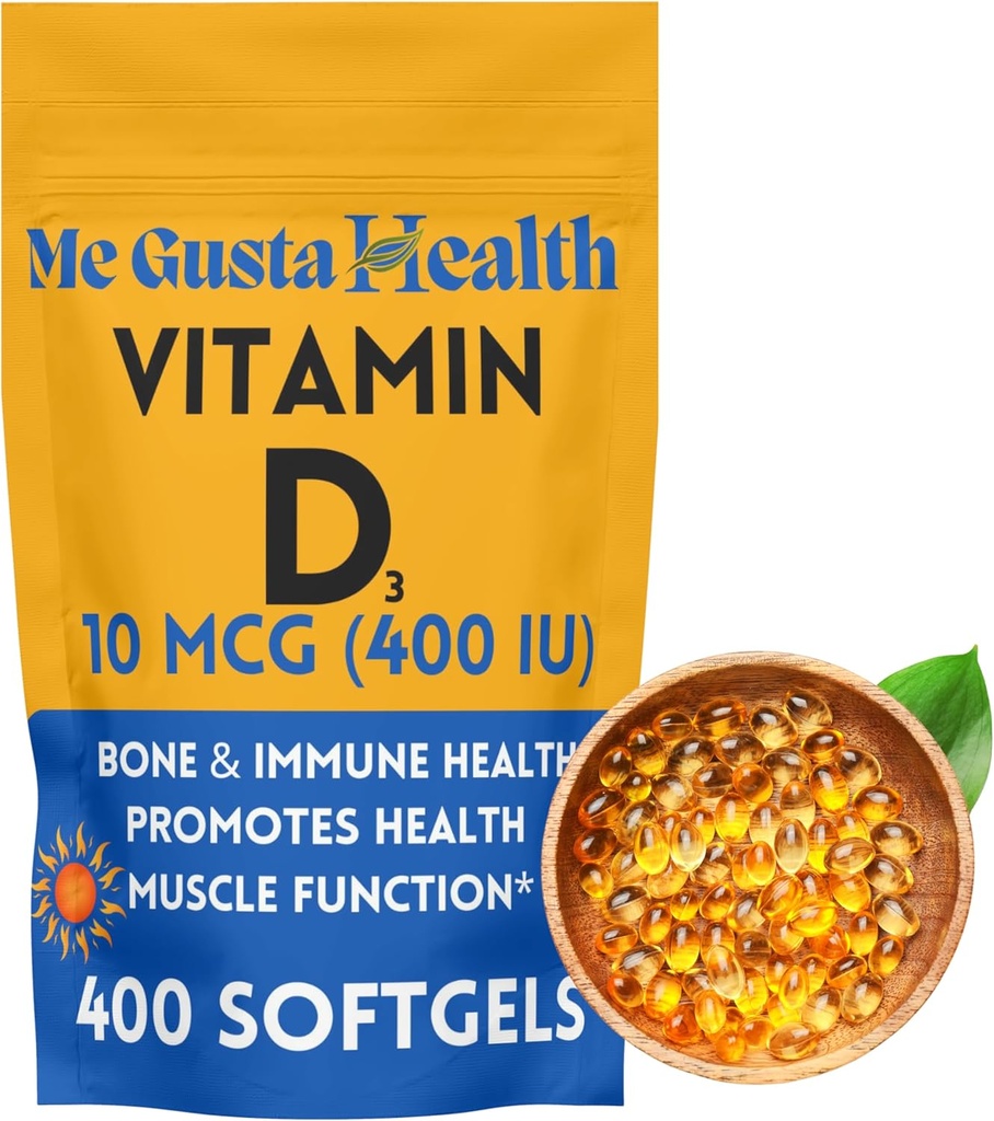 D3 10 mcg (400 UI) 400 Softgels ← Vitamina D3 Suplemento tóxico Vitamina D3 Softgels tóxico Esencial para la Absorción del Calcio Silencioso Suplemento dietético para el Hueso, Dientes, Musculo y Apoyo a la Salud Inmunitaria