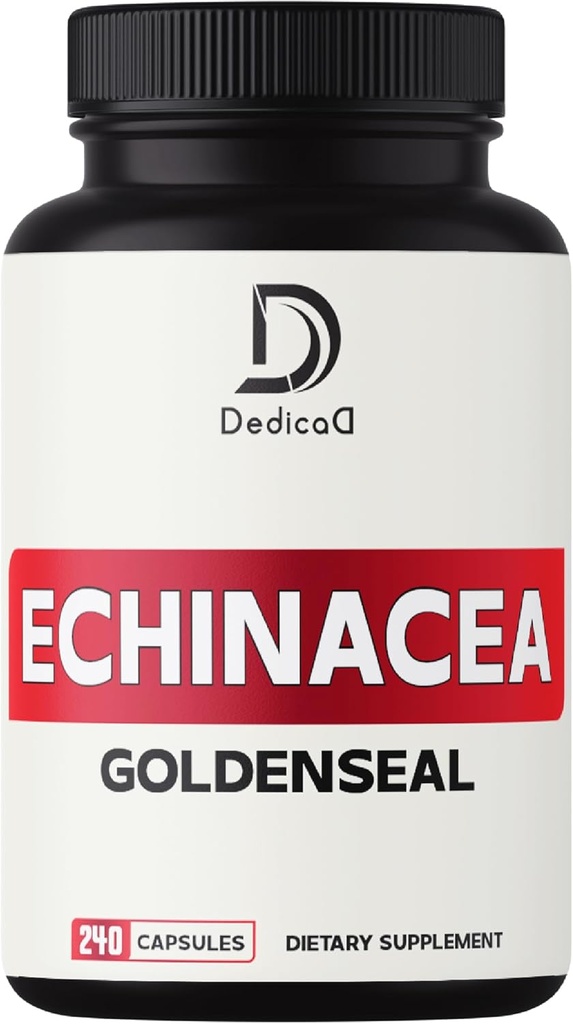 1000mg Echinacea Goldenseal Capsules- 240 Condes de 4 Mes de Suministro - Sistema de Apoyo Immune, Well-Being & Overal Health