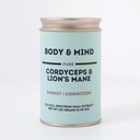 Cuerpo y mente - Puro León Orgánico Mane &amp; Cordyceps Mushrooms 12:1 Dual Extract - Focus, Cognition, Energy, Endurance - 100% Fruiting Bodies - Add to Water/Tea/Coffee/Smoothies - 125 Grams