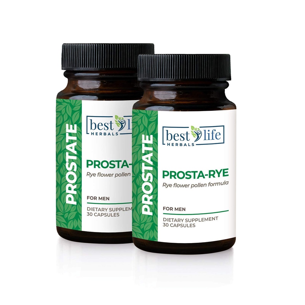 Best Life Herbals Prosta-Rye - Suplemento Prostata Natural para Hombres Experimentando una Prostata Ampliada, Urination Frequent, Overactive Bladder - 2 Botellas, 60 cápsulas